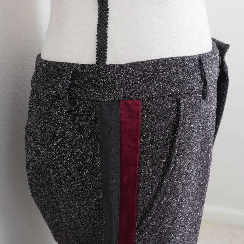 Scotch & Soda Black Red Wine Side Stripe Metallic Glitter Low Rise Size SZ Pant - Picture 8 of 16
